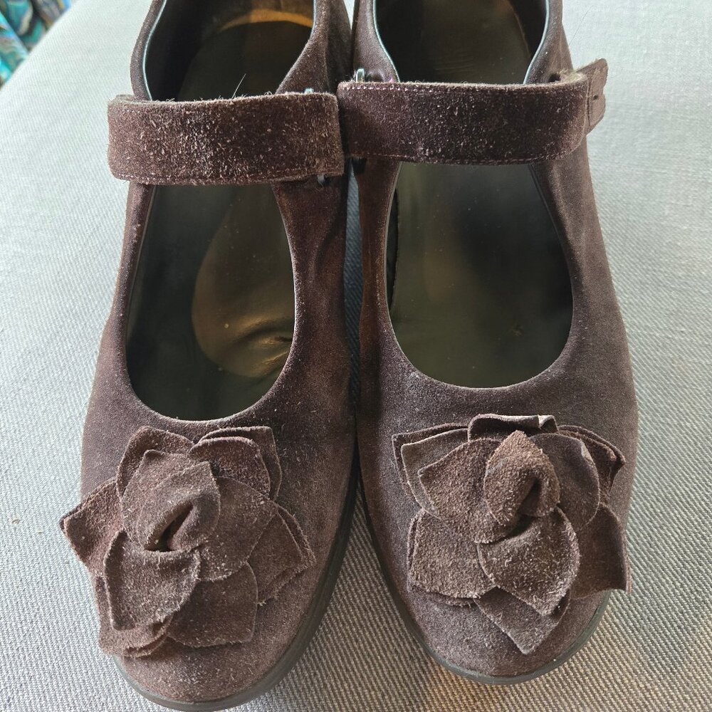 RUCOLINE Women's Italian Wedge Mary Jane Brown Suede 90's Vintage Comfort 10